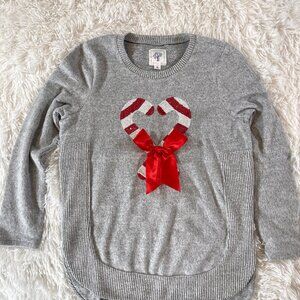 Colortro Girls Grey Soft Candy Cane Sweater Size L 14/16